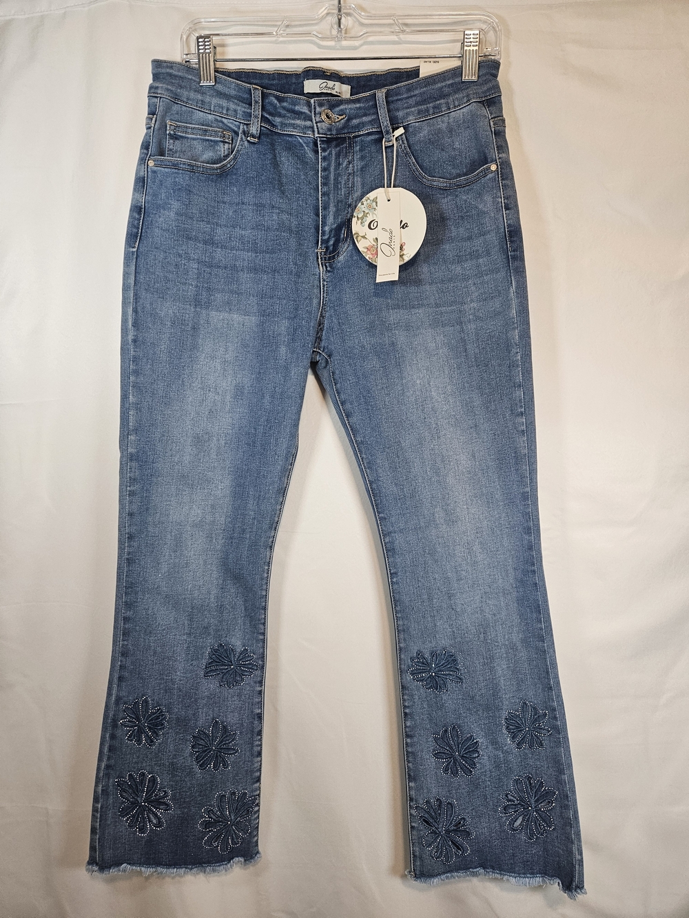 Orado Women's Embellished Flare Jeans Blue Size XL/42 NWT